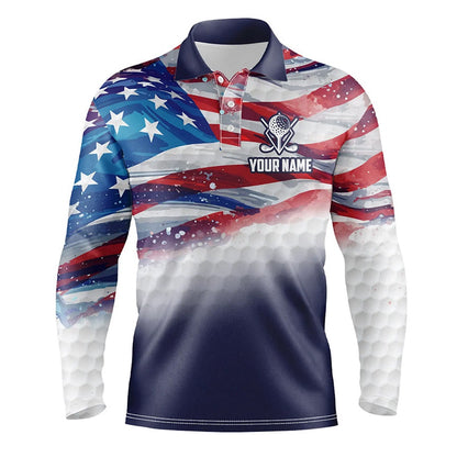 Golf Polo shirts, Watercolor American Flag Mens Golf Polo Shirts Custom Patriotic Golf Shirts For Men Golf Gifts