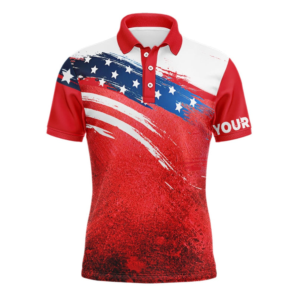 Golf Polo shirts, Watercolor American Flag Patriotic Mens Golf Polo Shirts Custom Golf Attire For Men, Golfer Gifts