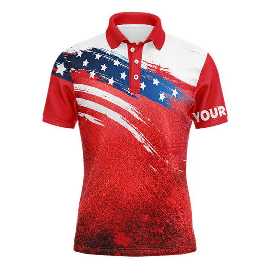 Golf Polo shirts, Watercolor American Flag Patriotic Mens Golf Polo Shirts Custom Golf Attire For Men, Golfer Gifts
