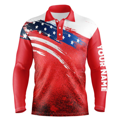 Golf Polo shirts, Watercolor American Flag Patriotic Mens Golf Polo Shirts Custom Golf Attire For Men, Golfer Gifts