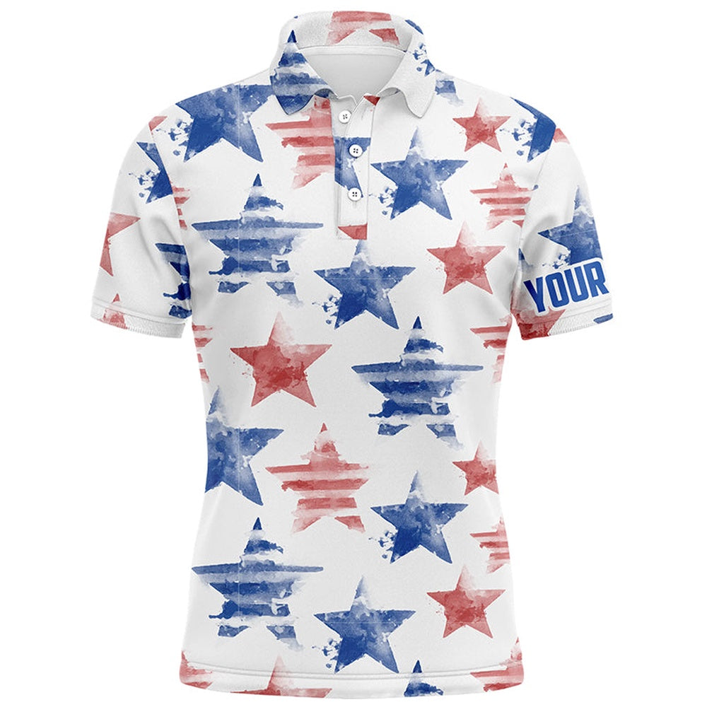Golf Polo shirts, Watercolor American Stars Mens Golf Polo Shirt Patriotic Golf Tops For Men Golf Gifts