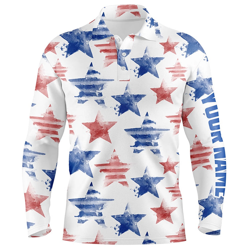 Golf Polo shirts, Watercolor American Stars Mens Golf Polo Shirt Patriotic Golf Tops For Men Golf Gifts