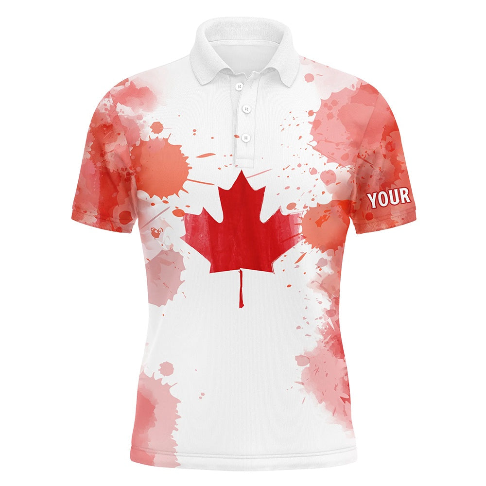 Golf Polo shirts, Watercolor Grunge Canada Flag Mens Golf Polo Shirts Canadian Patriotic Golf Shirts For Men