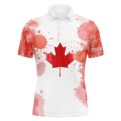 Golf Polo shirts, Watercolor Grunge Canada Flag Mens Golf Polo Shirts Canadian Patriotic Golf Shirts For Men