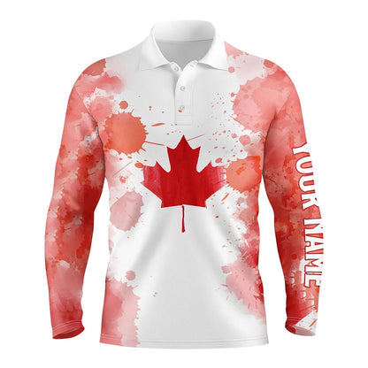 Golf Polo shirts, Watercolor Grunge Canada Flag Mens Golf Polo Shirts Canadian Patriotic Golf Shirts For Men