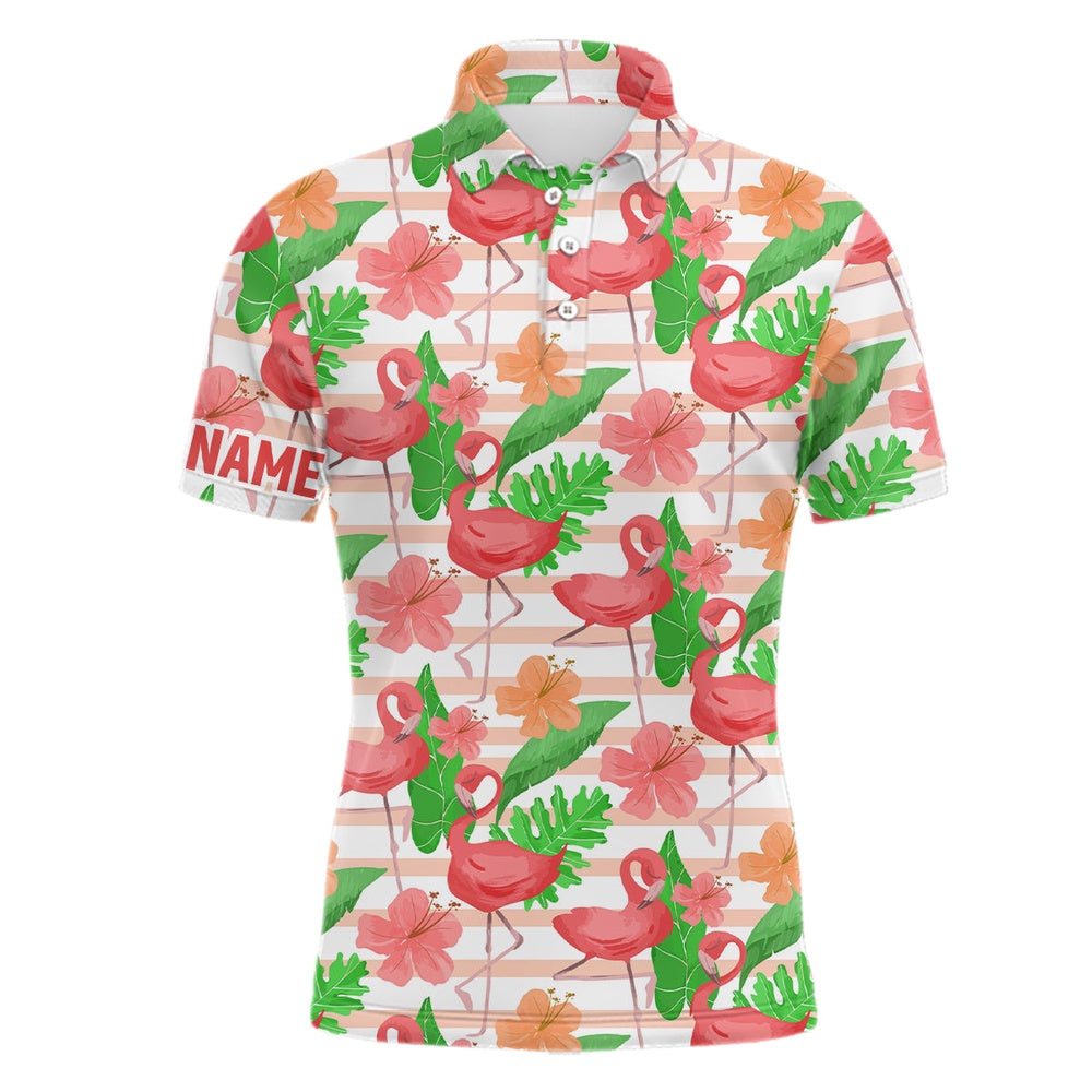 Golf Polo shirts, Watercolor Tropical Pink Flamingo Golf Mens Polo Shirt Customized Golf Shirts For Men Golf Gifts