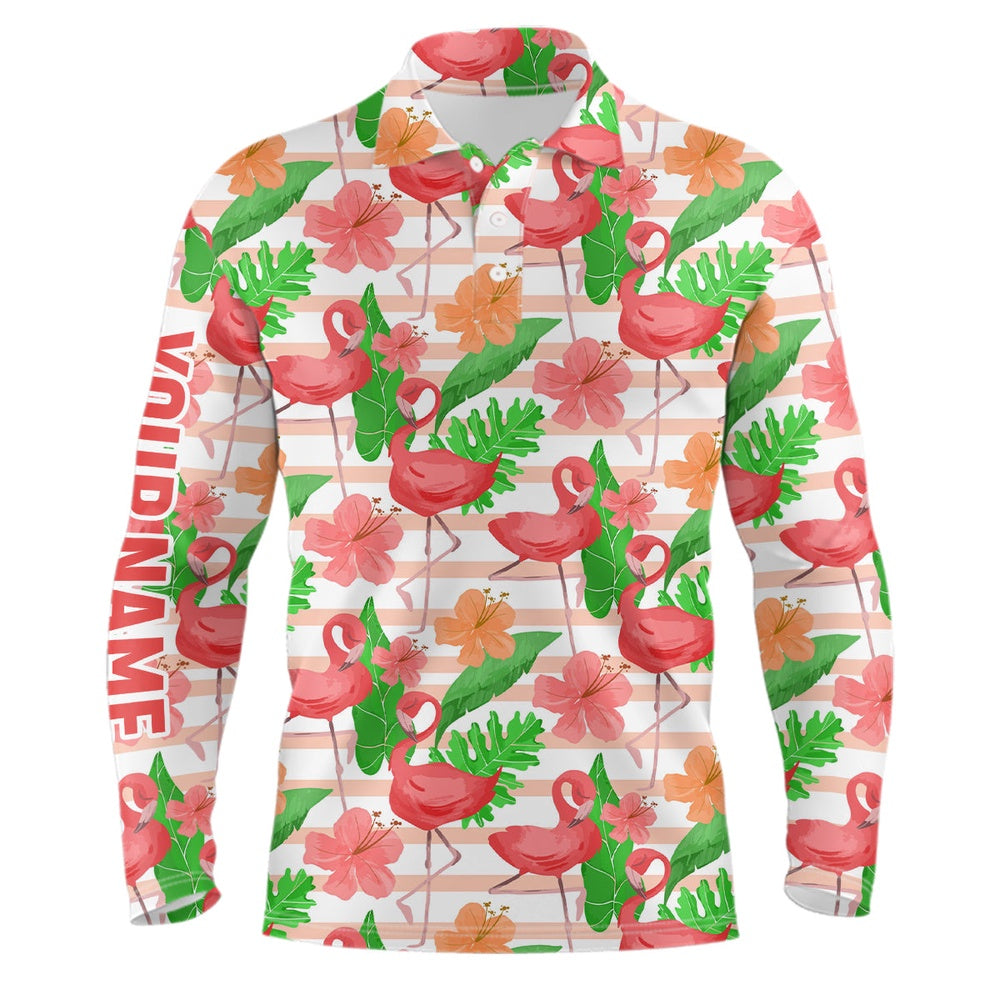 Golf Polo shirts, Watercolor Tropical Pink Flamingo Golf Mens Polo Shirt Customized Golf Shirts For Men Golf Gifts