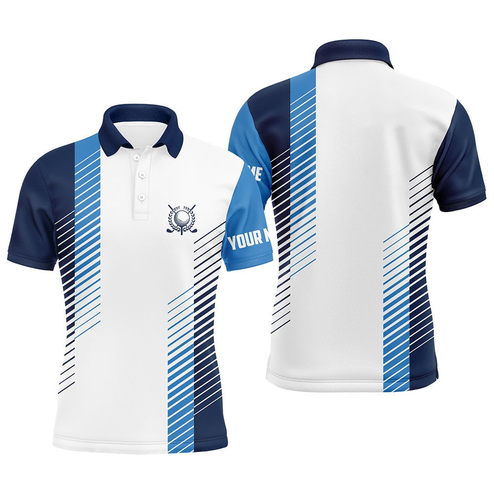 Golf Polo shirts, White And Blue Mens Golf Polo Shirts Custom Golf Ball Shirt For Men, Best Men Golf Wear