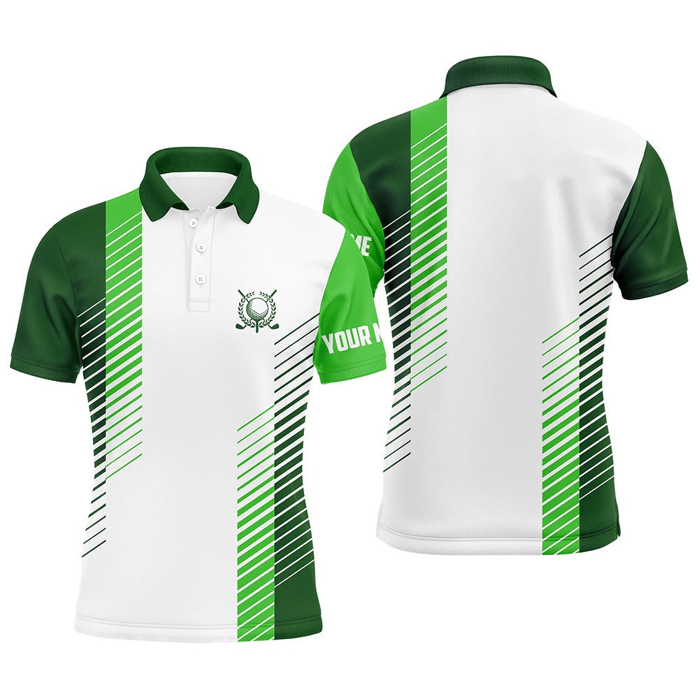 Golf Polo shirts, White And Green Mens Golf Polo Shirts Custom Golf Ball Shirt For Men, Best Men Golf Wear