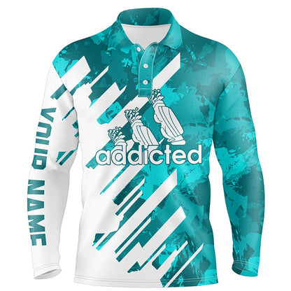 Golf Polo shirts, White And Turquoise Camo Golf Clubs Mens Golf Polo Shirt Custom Addicted Golf Tops For Mens