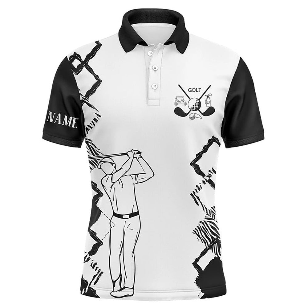 Golf Polo shirts, White Mens Golf Polo Shirt Custom Golf Clubs Mens Golf Tops, Gifts For Golf Lovers Black