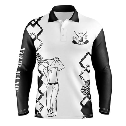 Golf Polo shirts, White Mens Golf Polo Shirt Custom Golf Clubs Mens Golf Tops, Gifts For Golf Lovers Black