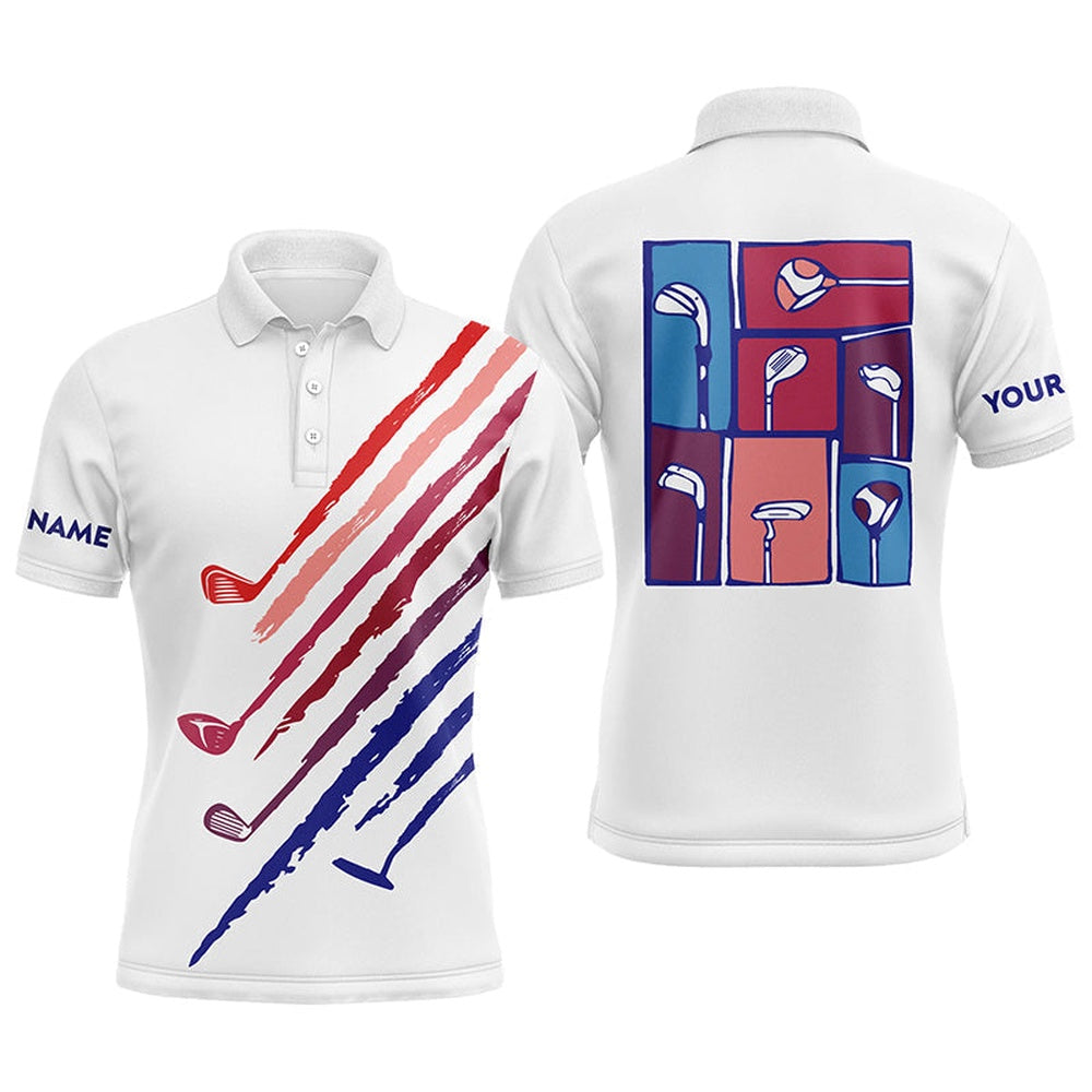 Golf Polo shirts, White Mens Golf Polo Shirts Custom Vintage Golf Clubs Golf Tops For Mens For Men