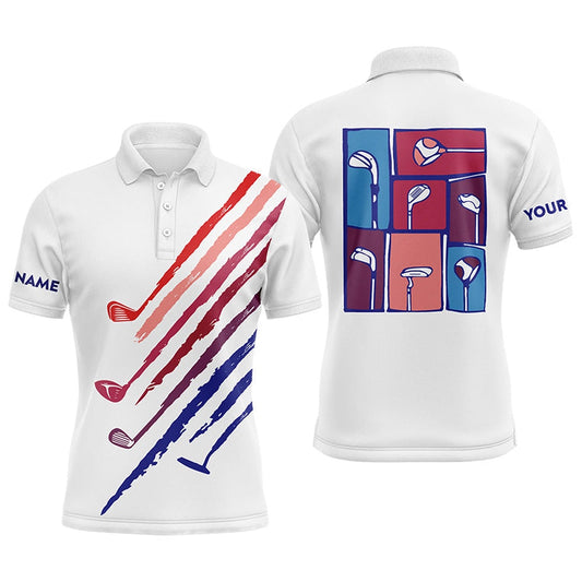 Golf Polo shirts, White Mens Golf Polo Shirts Custom Vintage Golf Clubs Golf Tops For Mens For Men