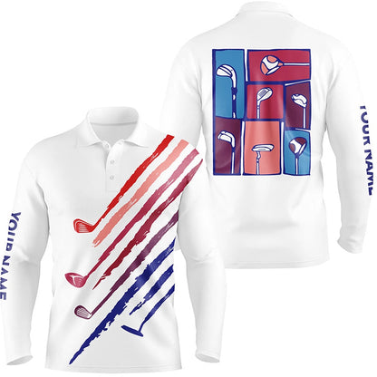 Golf Polo shirts, White Mens Golf Polo Shirts Custom Vintage Golf Clubs Golf Tops For Mens For Men