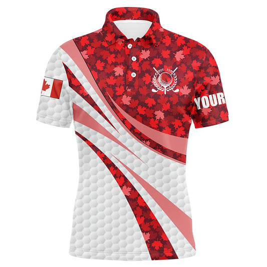 Golf Polo shirts, White Mens Golf Polo Shirts Red Maple Leaves Personalized Canada Golf Shirts For Men