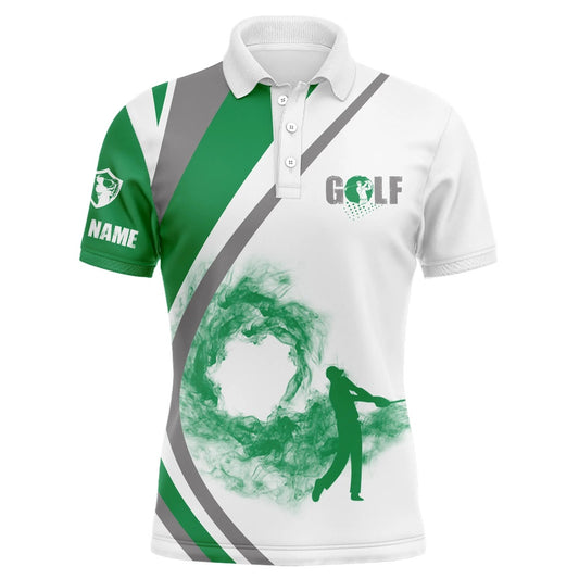 Golf Polo shirts, White Short Sleeve, Long Sleeve Golf Polo Shirts For Mens Custom Name Golfer Gifts Green