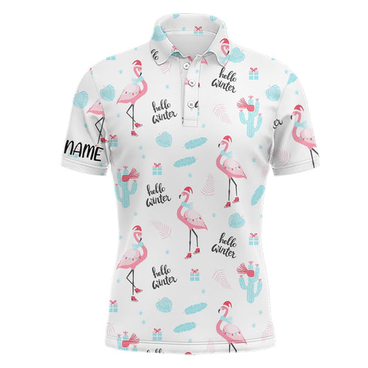 Golf Polo shirts, Winter Flamingo Christmas Golf Polo Shirts Mens Funny Golf Tops Best Golf Gifts For Male