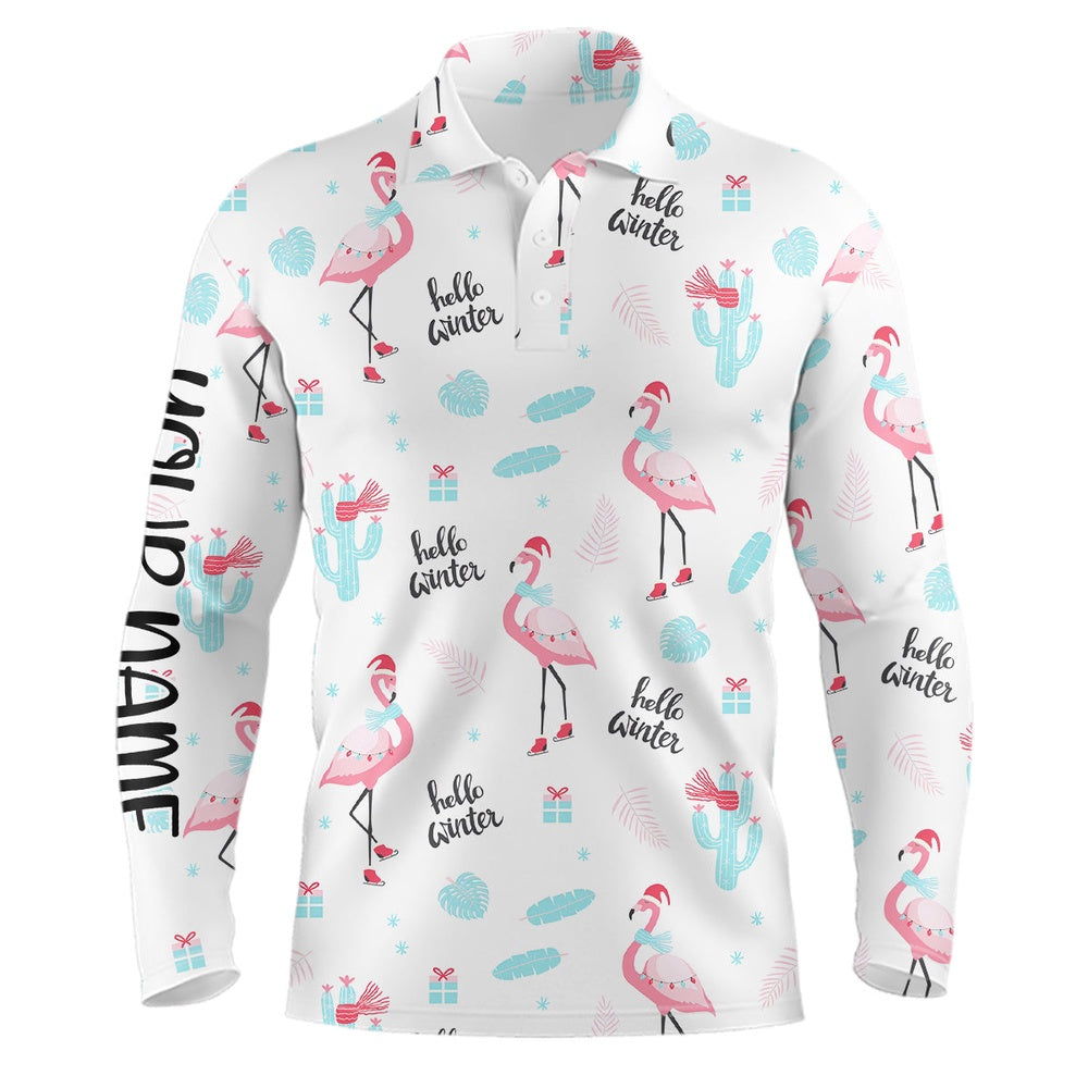 Golf Polo shirts, Winter Flamingo Christmas Golf Polo Shirts Mens Funny Golf Tops Best Golf Gifts For Male