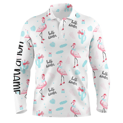 Golf Polo shirts, Winter Flamingo Christmas Golf Polo Shirts Mens Funny Golf Tops Best Golf Gifts For Male