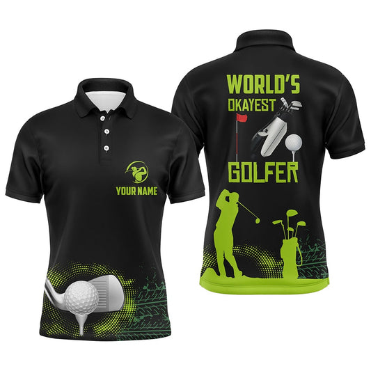 Golf Polo shirts, World'S Okayest Golfer Mens Polo Shirt, Customized Green Golf Shirts For Men