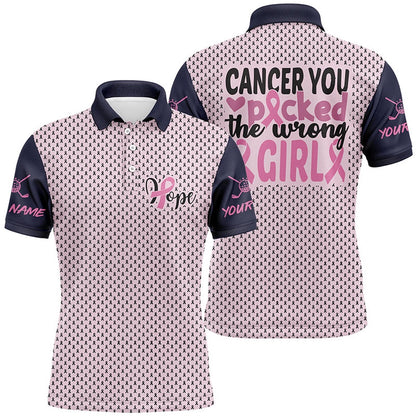 Golf Polo shirts, You Picked The Wrong Girl Breast Cancer Awareness Mens Golf Polo Shirt Pink Golf Shirts For Men