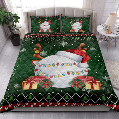 Golf Quilt Set, Golfmas Hat Snowflake Reindeer Horn Box Uglys Quilt Blanket