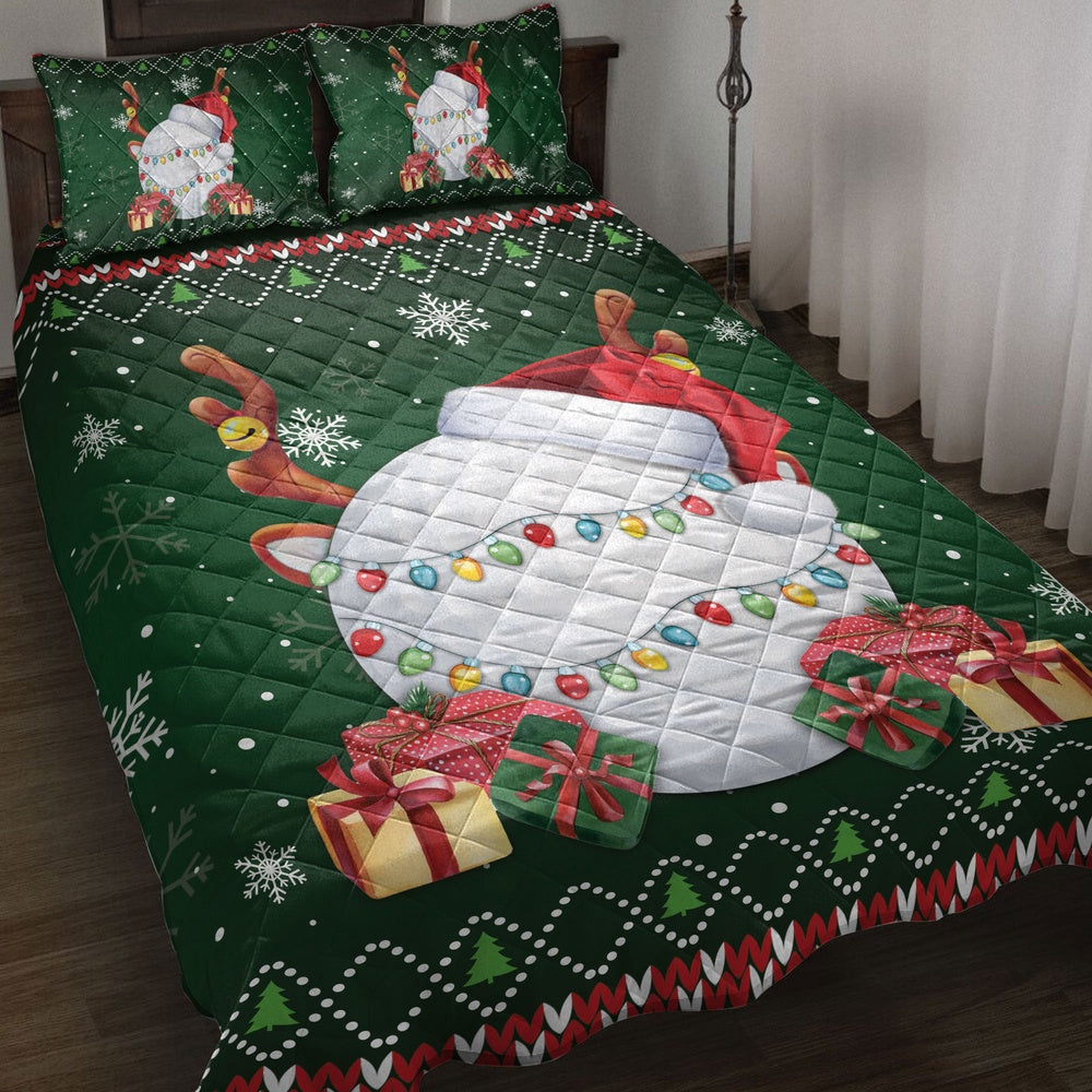 Golf Quilt Set, Golfmas Hat Snowflake Reindeer Horn Box Uglys Quilt Blanket