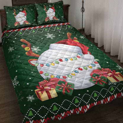 Golf Quilt Set, Golfmas Hat Snowflake Reindeer Horn Box Uglys Quilt Blanket