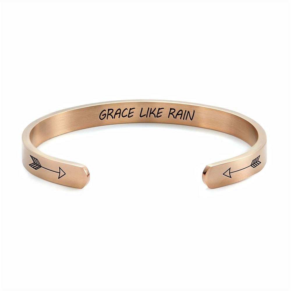 Grace Like Rain Personalized Cuff Bracelet, Christian Bracelet For Women, Bible Verse Bracelet, Christian Jewelry