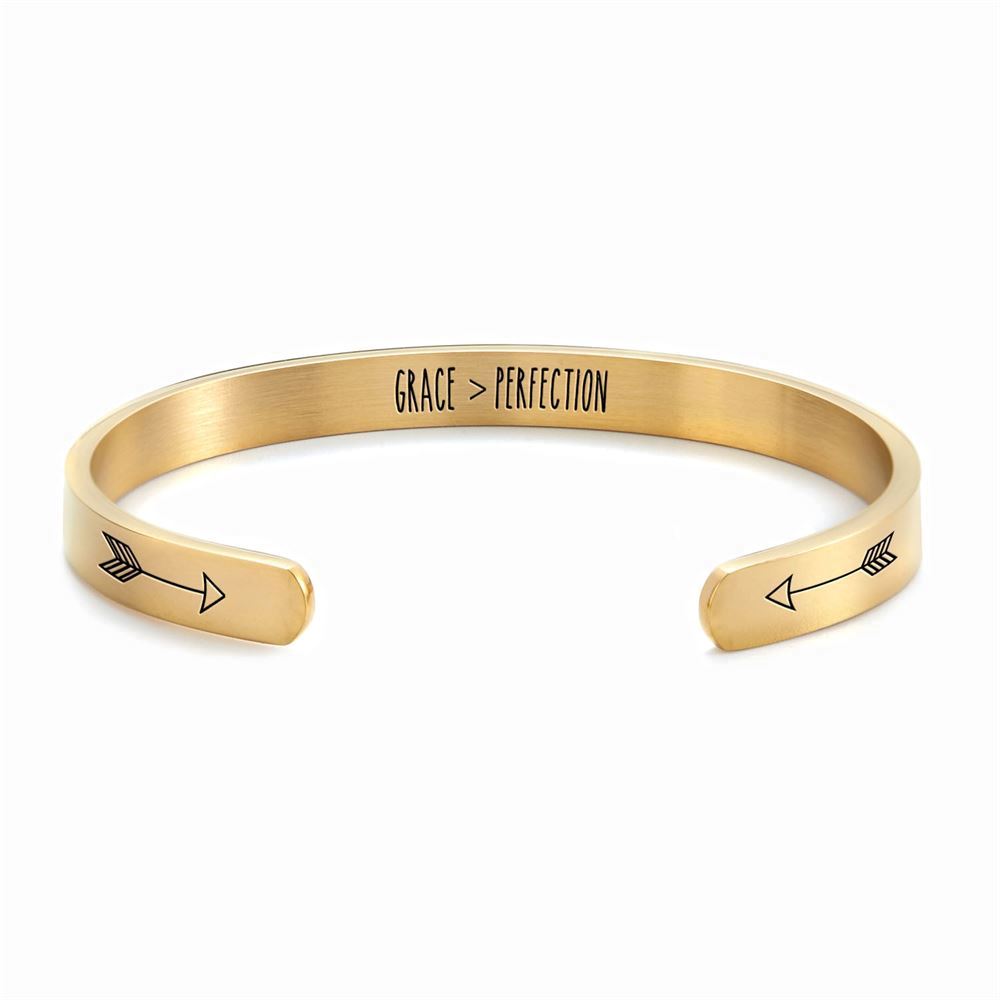 Grace Perfection Personalized Cuff Bracelet, Christian Bracelet For Women, Bible Verse Bracelet, Christian Jewelry