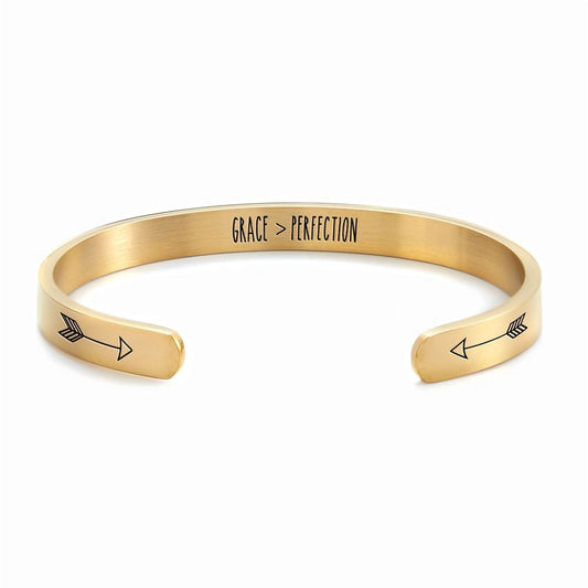 Grace Perfection Personalized Cuff Bracelet, Christian Bracelet For Women, Bible Verse Bracelet, Christian Jewelry