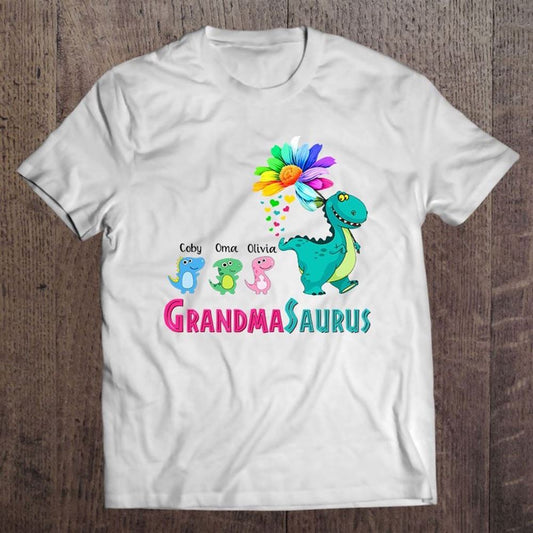 Grandmasarus Dinosaur Trex Grandmother Coby Oma Olivia Sunflower T Shirt, Mother's Day Shirt, Shirt For Mom, Mom Shirt
