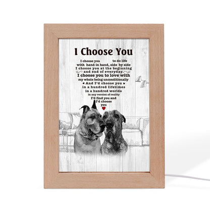 Great Dane I Choose You Bulldog Lover Dog Mom Frame Lamp, Mother's Day Night Light, Best Mom Ever, Gift For Mom