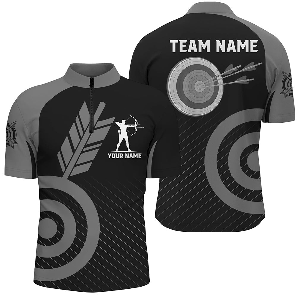 Grey Archery Jerseys For Men Custom Archery Quarter-Zip Shirts Team League Archery Shirts, Archery Team Shirts, Custom Archery Shirts