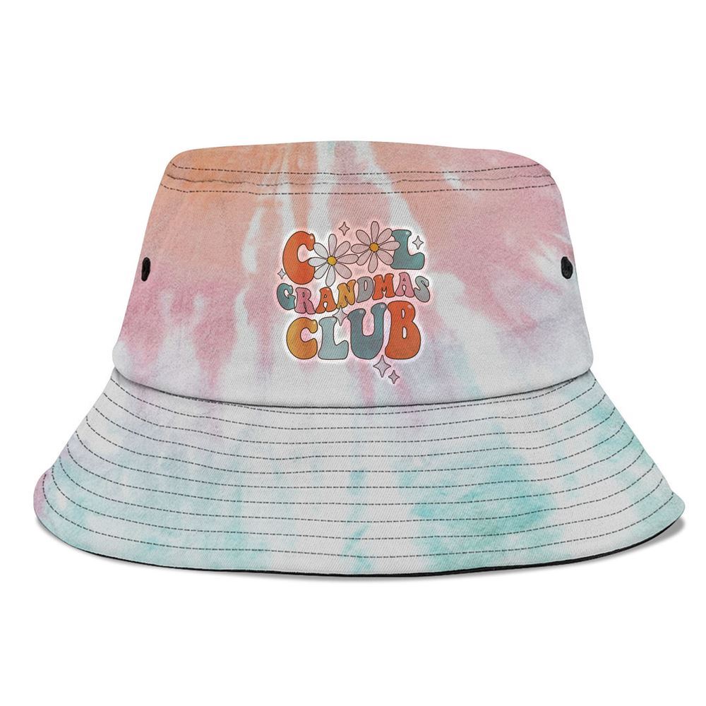 Groovy Cool Grandmas Club Funny Smile Bucket Hat, Mother's Day Bucker Hat, Tie Dye Bucket Hat, Women's Sun Hats