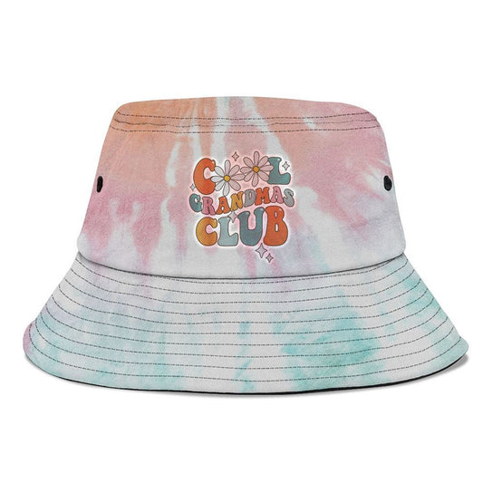 Groovy Cool Grandmas Club Funny Smile Bucket Hat, Mother's Day Bucker Hat, Tie Dye Bucket Hat, Women's Sun Hats