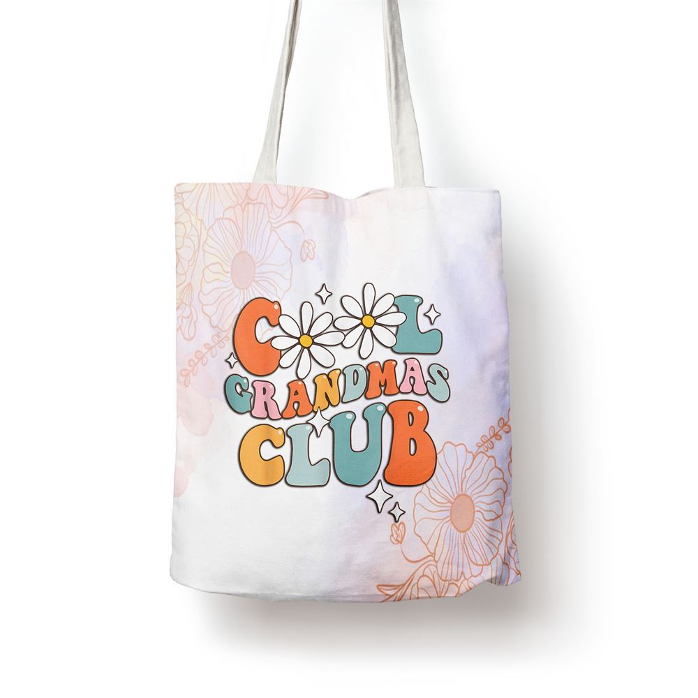 Groovy Cool Grandmas Club Funny Smile Mothers Day Tote Bag, Women Tote Bag, Canvas Tote Bag, Printed Tote Bag