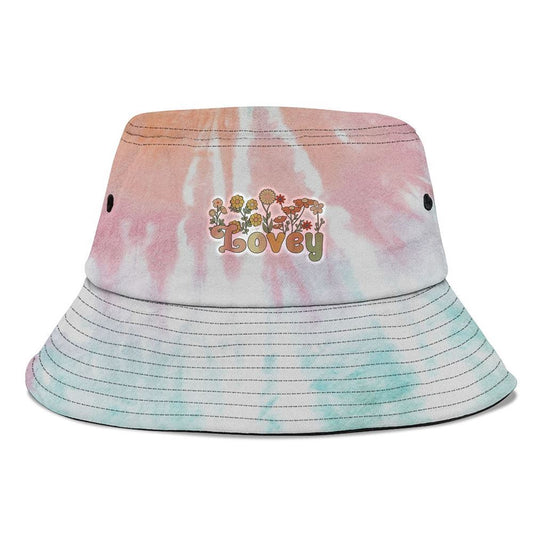 Groovy Lovey Grandmother Flowers Lovey Grandma Bucket Hat, Mother's Day Bucker Hat, Tie Dye Bucket Hat, Women's Sun Hats