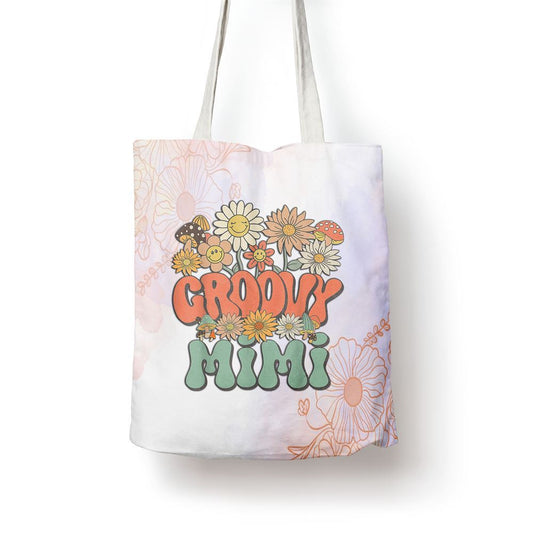 Groovy Mimi Floral Hippie Retro Daisy Flower Mothers Day Tote Bag, Women Tote Bag, Canvas Tote Bag, Printed Tote Bag