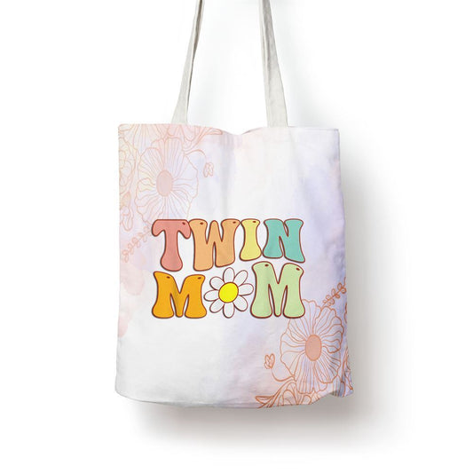 Groovy Twin Mama Funny Mothers Day For New Mom Of Twins Tote Bag, Women Tote Bag, Canvas Tote Bag, Printed Tote Bag