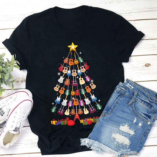 Guitar Christmas Tree T Shirt, Merry T Shirt, Unisex Christmas Shirts