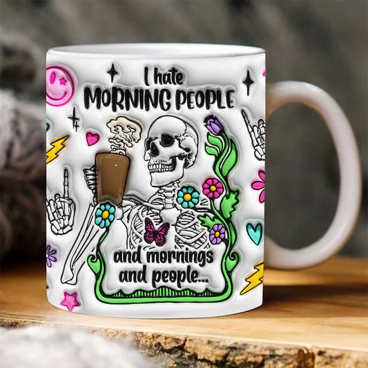 Halloween 3D Mug, 3D I Hate Morning People Inflated Mug, Halloween 3D Inflated Mug, Halloween 3D Coffee Mug