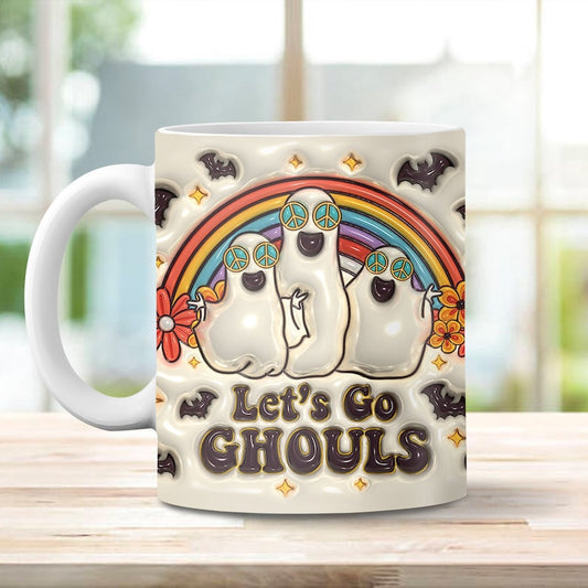 Halloween 3D Mug, 3D Retro Let'S Go Ghouls Inflated Mug, Halloween 3D Inflated Mug, Halloween 3D Coffee Mug
