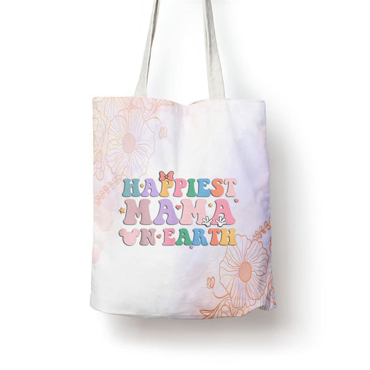 Happiest Mama On Earth Retro Groovy Mom Happy Mothers Day Tote Bag, Women Tote Bag, Canvas Tote Bag, Printed Tote Bag