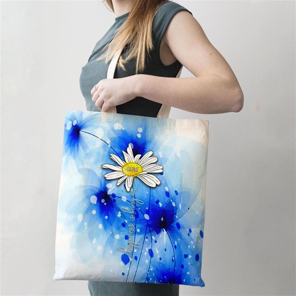 Happiness Is Being An Oma Daisy Tshirt Mothers Day Gifts Tote Bag, Women Tote Bag, Canvas Tote Bag, Printed Tote Bag
