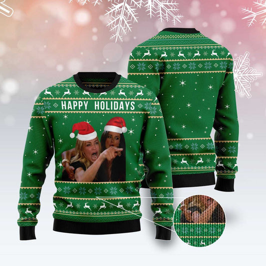 Happy Holiday Ugly Christmas Sweater, Funny Xmas Sweater, Sweater Xmas