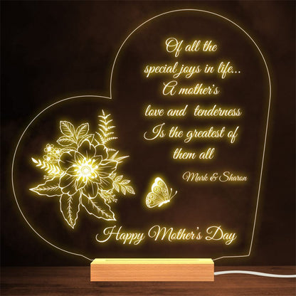 Happy Mother's Day Butterfly Sunflowers Gift Lamp Night Light, Mother's Day Night Lights For Bedroom