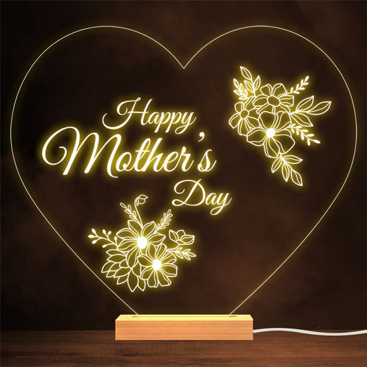 Happy Mother's Day Flowers Best Mum In The World Gift Night Light, Mother's Day Night Lights For Bedroom