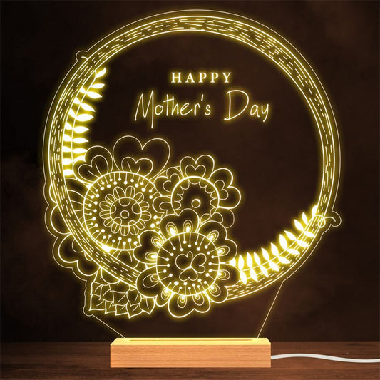 Happy Mother's Day Flowers Gift Lamp Night Light, Mother's Day Night Lights For Bedroom